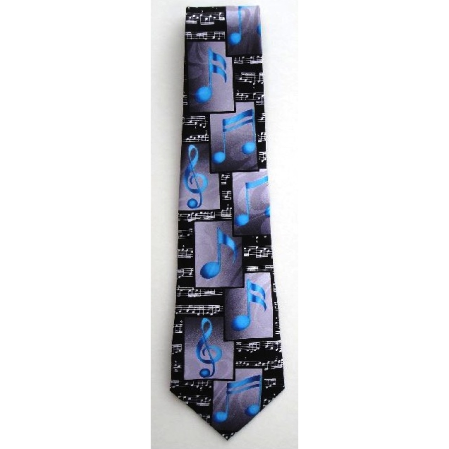 1536tie - Blue Silver Music Notes