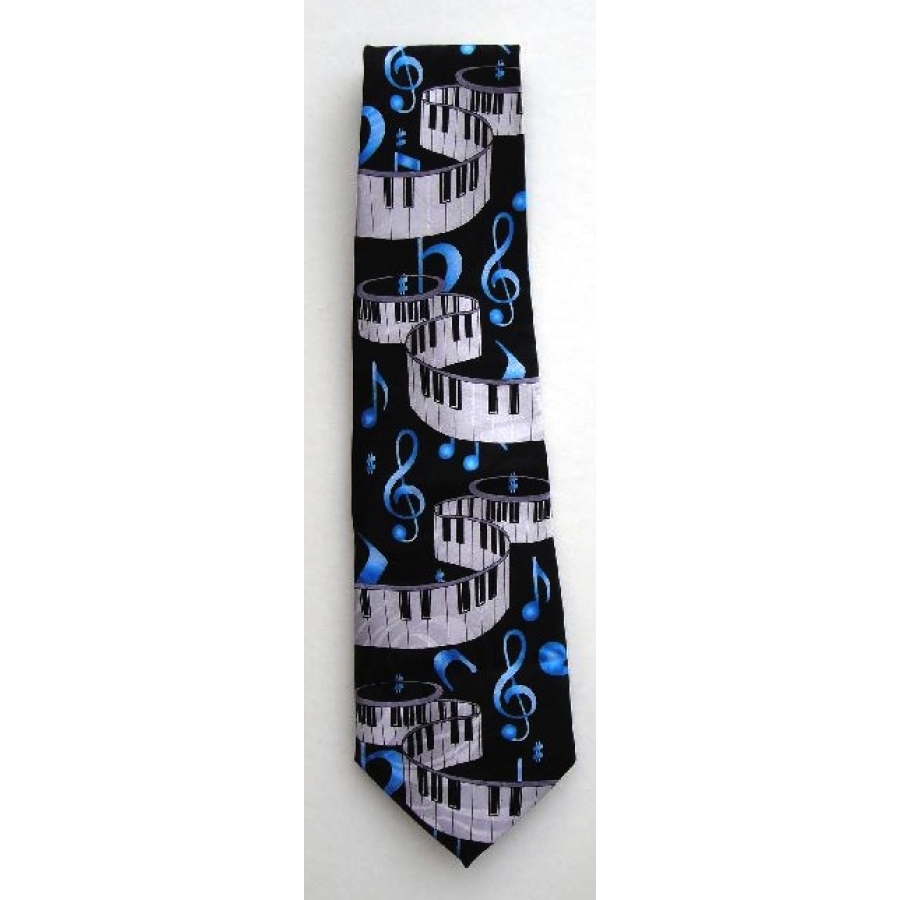 1685tie - Blue and Silver Notes with swirling keyboards
