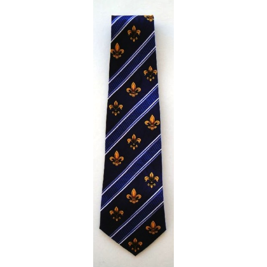 1911tie - Blue Tie with Gold FDLs, Diagonal Stripes