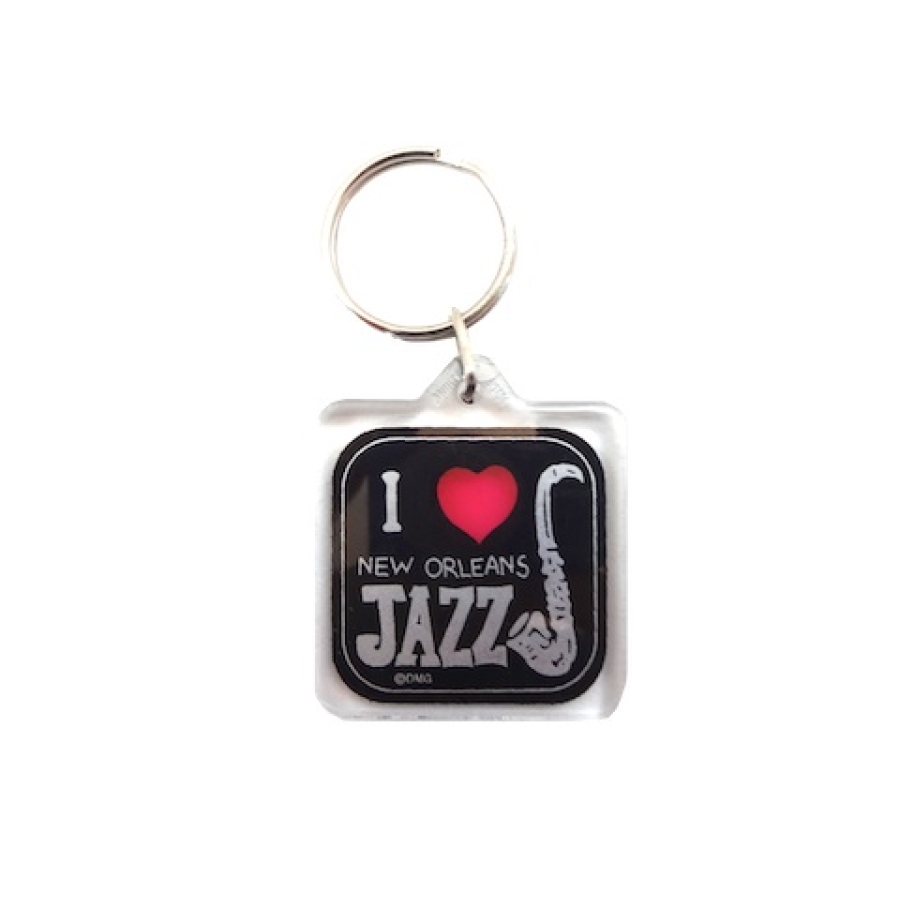 Black Jazz Square Lucite Keychain