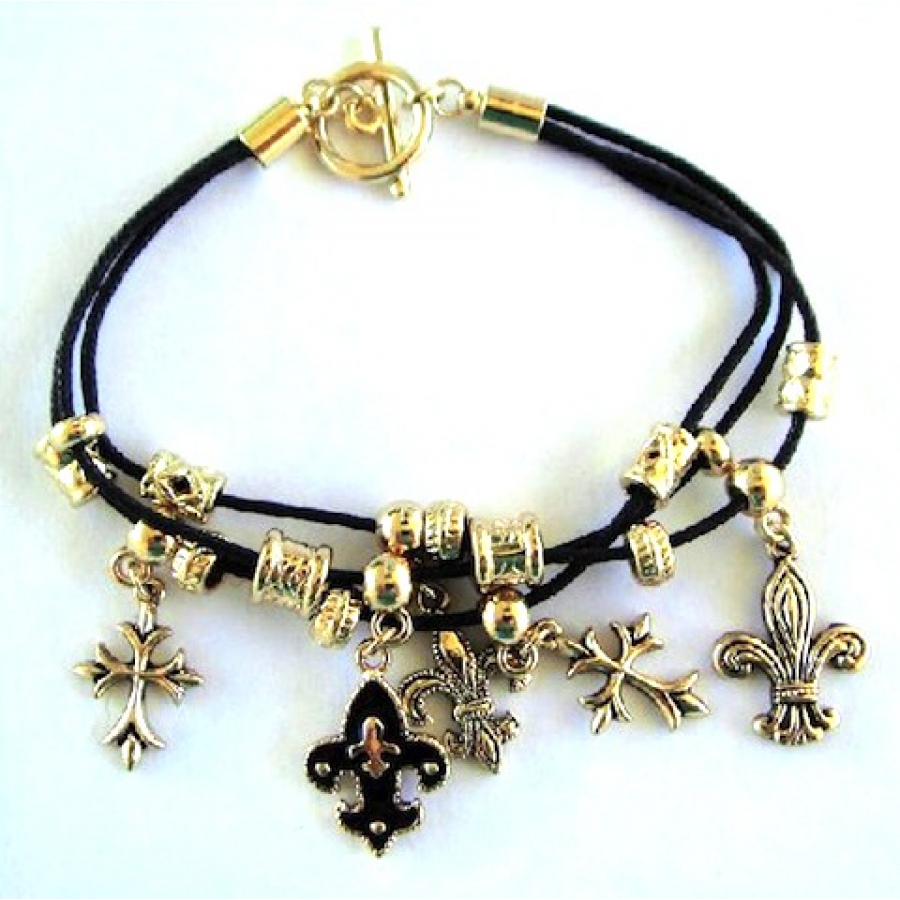 BRMBG - Black and Gold FDL Charms Bracelet