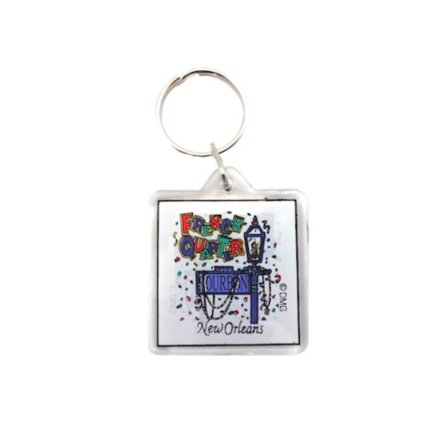 Lamppost Square Lucite Keychain