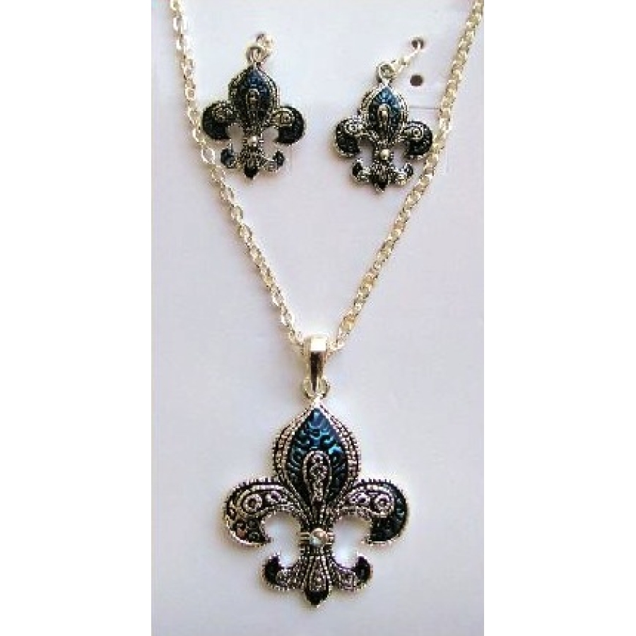 NEANBL - Antique Blue FDL Necklace/Earring Set