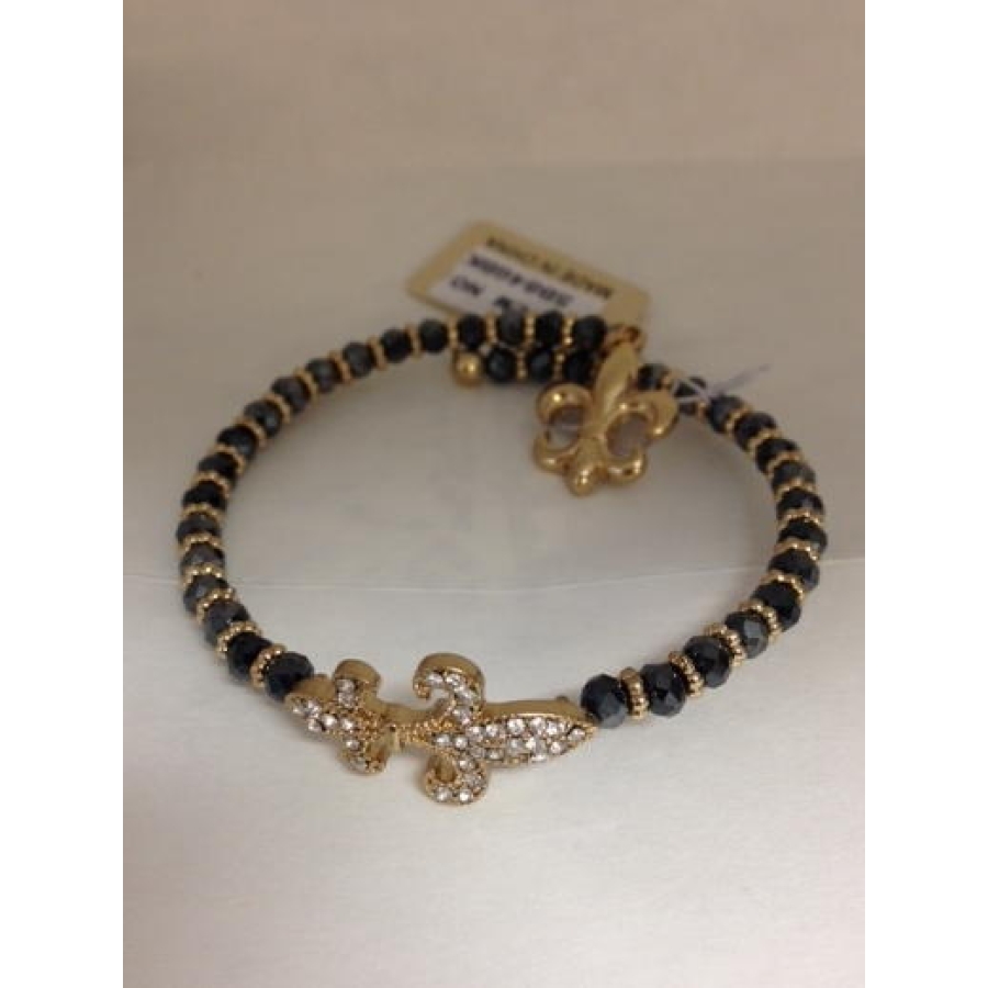 BROPCHBLGO - FDL Open Charm Black with Gold Bracelet