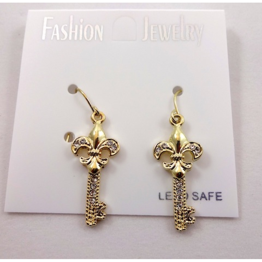 EFHKG - Gold FDL/Key Earrings