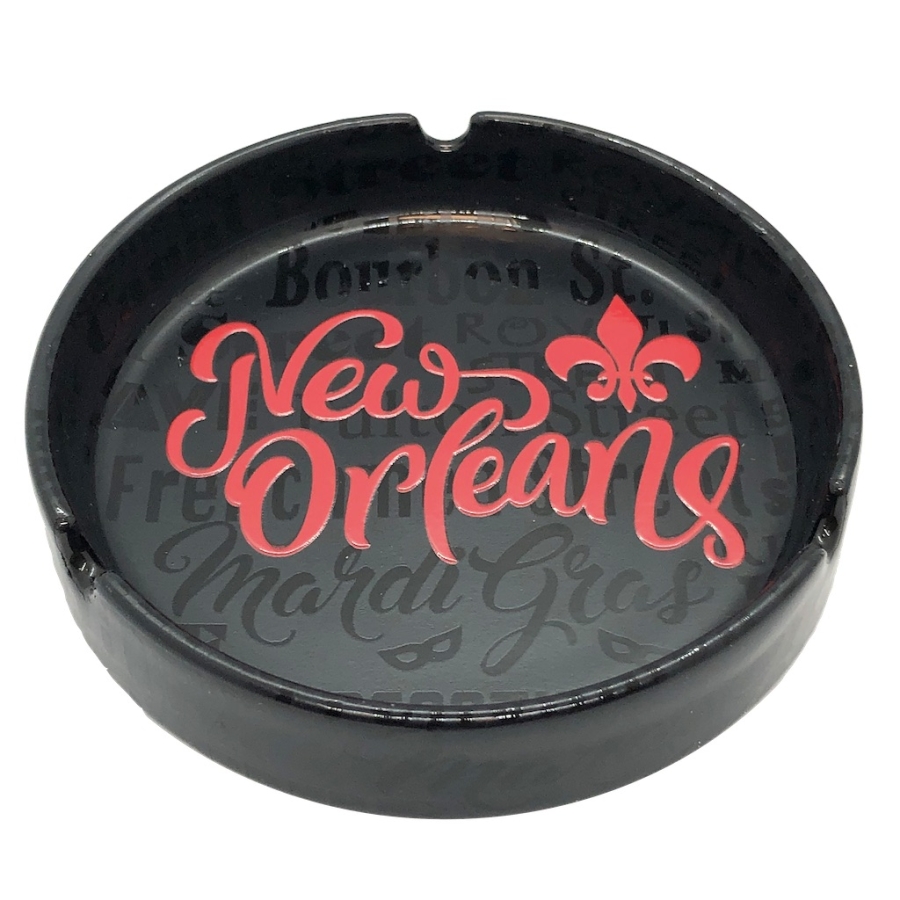 Red on Black 5-Inch Ashtray