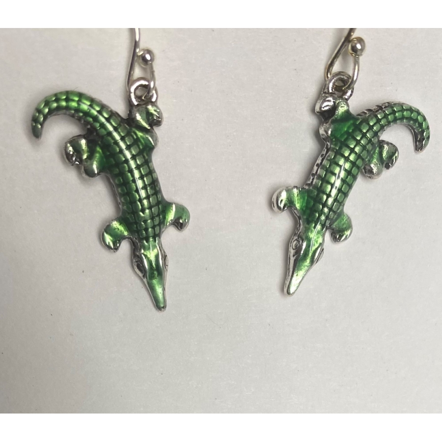 EFAS2 - Green Alligator FH Earring - Facing Down