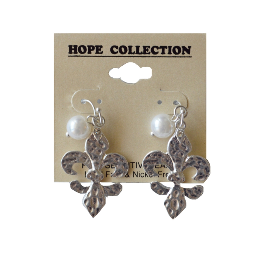 EFWBS - Earring FH FDL White Bead Silver