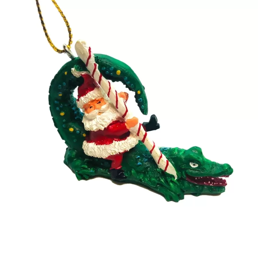 Santa & Gator Poly Resin Ornament