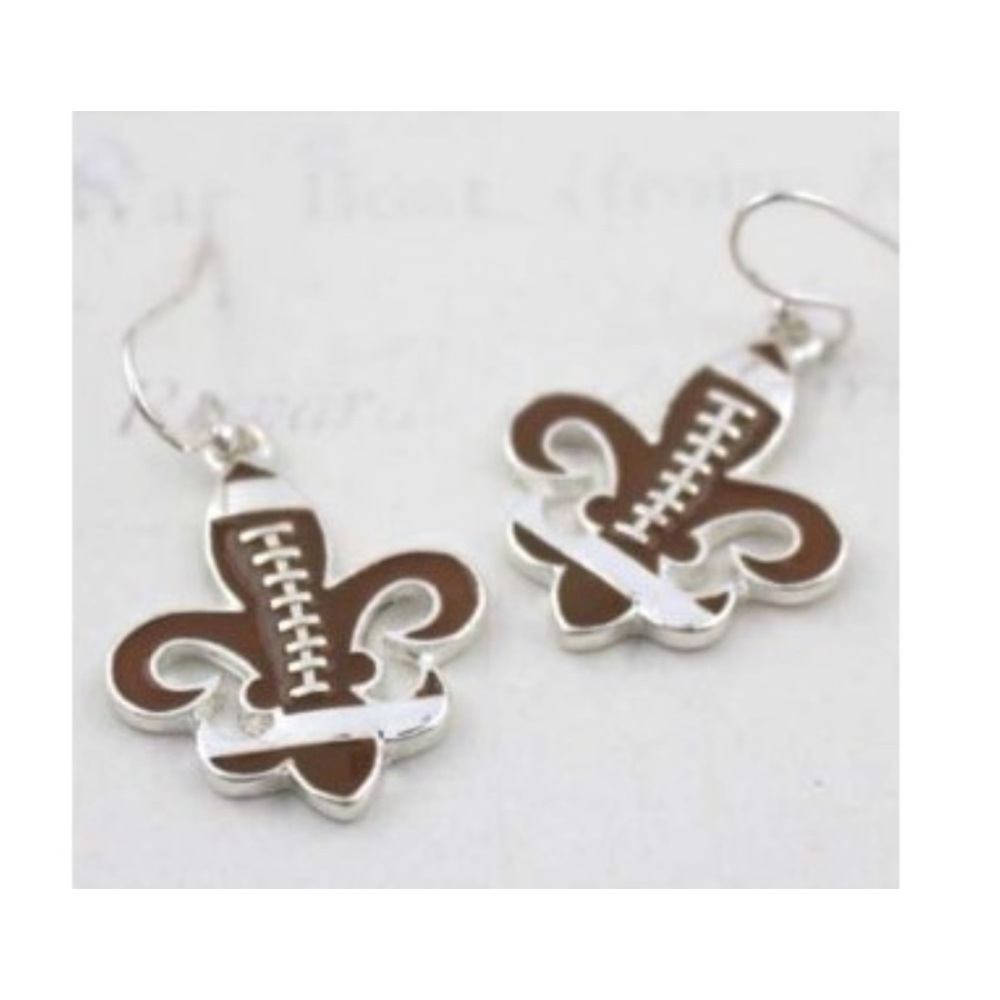 EFFB - FDL Brown and Silver Football Earrings