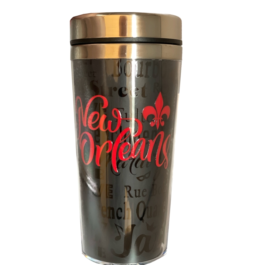 Red on Black Travel Mug