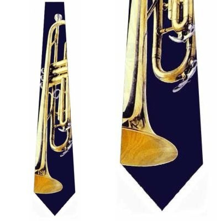 1061TIE - Dark Blue Tie with Giant Trumpet