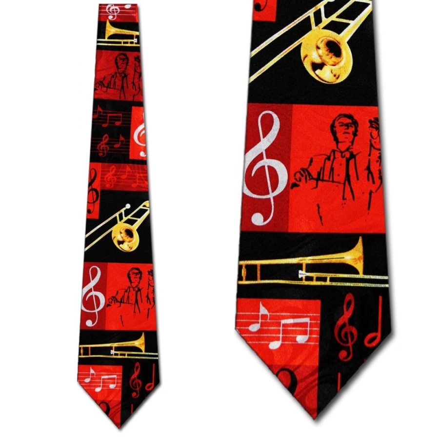 1769TIE - Red Trombone Collage Tie
