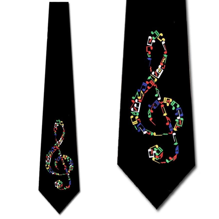 1866 - Black Tie with Colorful Treble Clef