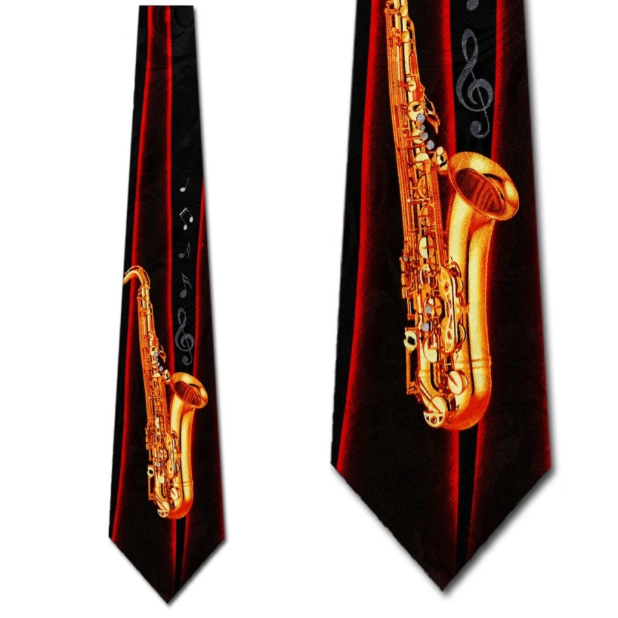 1928TIE - Red/Black with Sax Tie