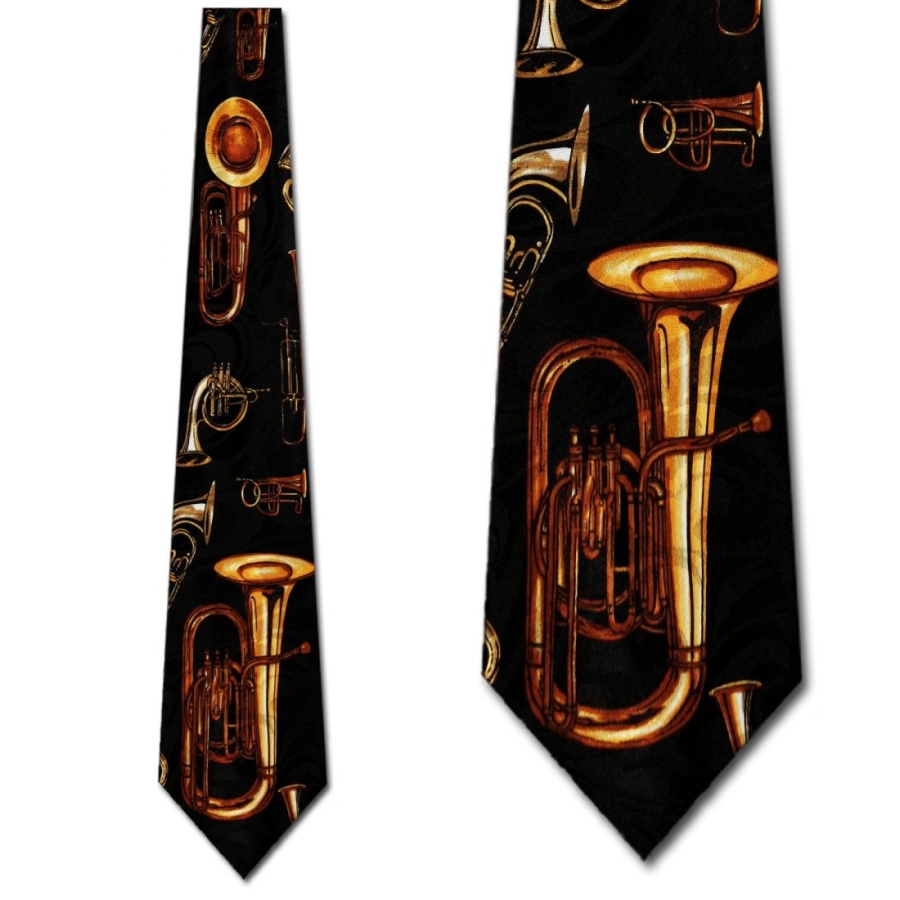 705Tie - Black Tie with Horns Scattered