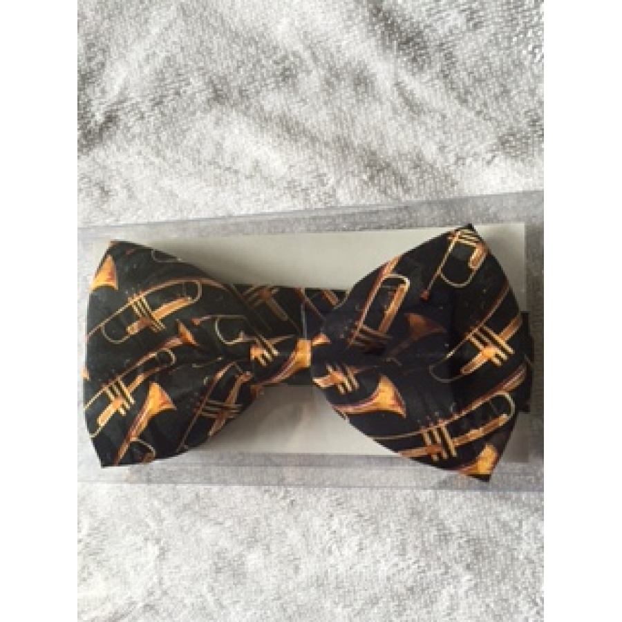 Black Bowtie with Gold Trumpets