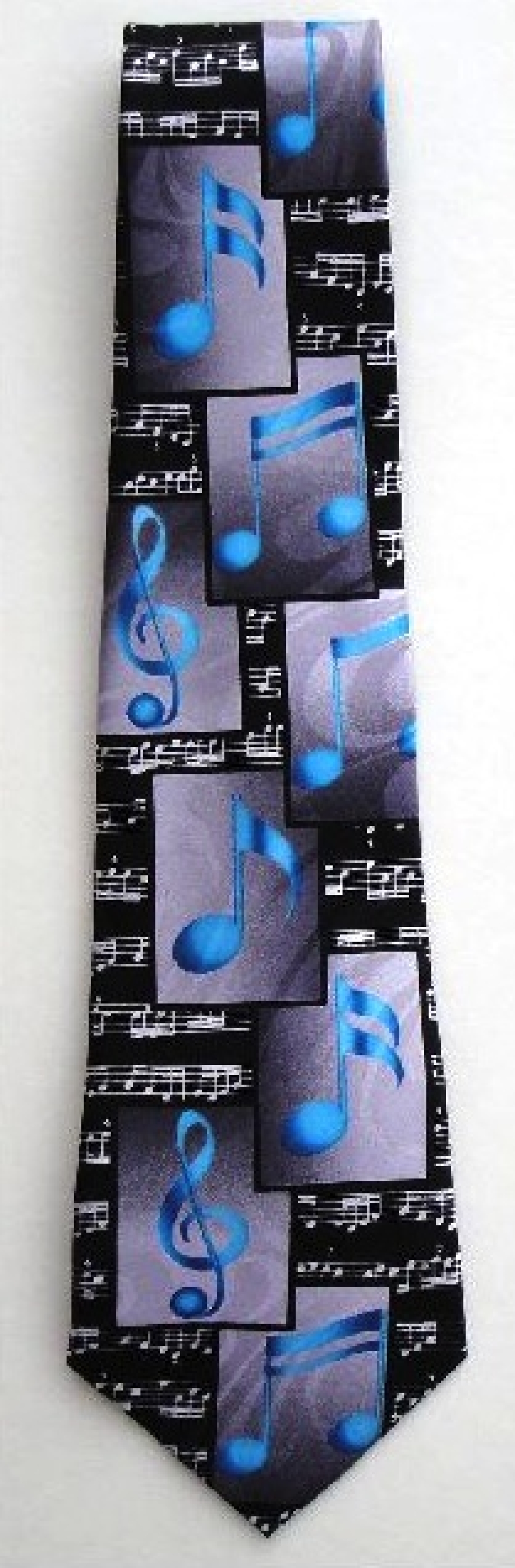 1536tie - Blue Silver Music Notes