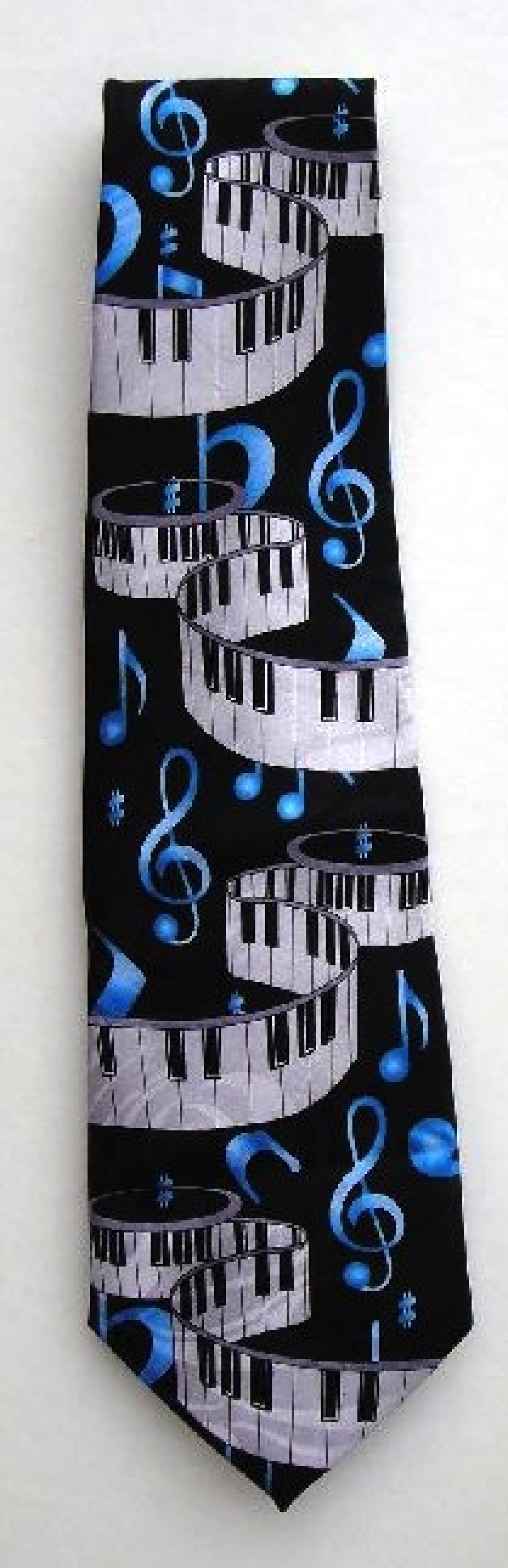 1685tie - Blue and Silver Notes with swirling keyboards