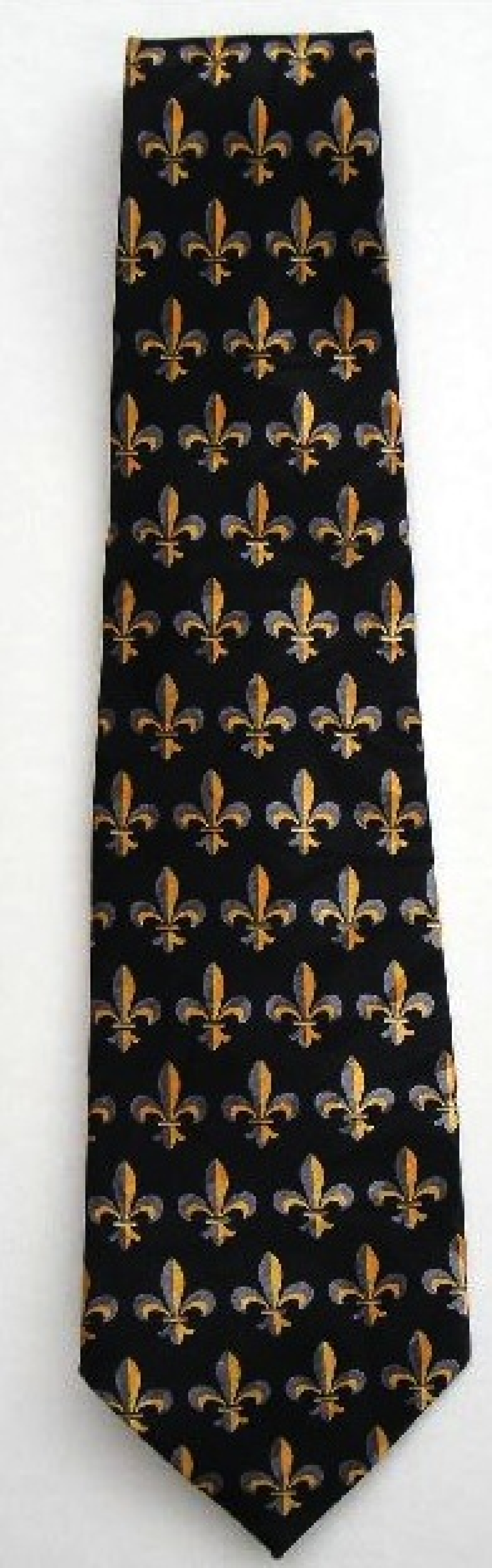 1696tie - Fleur de Lis Black Tie