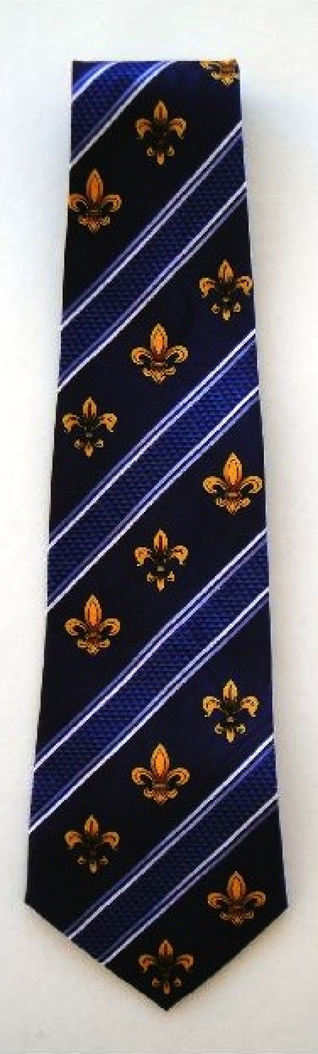 1911tie - Blue Tie with Gold FDLs, Diagonal Stripes