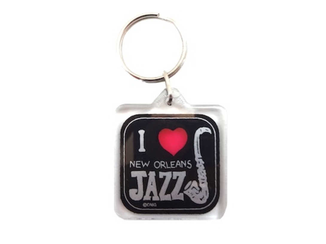 Black Jazz Square Lucite Keychain