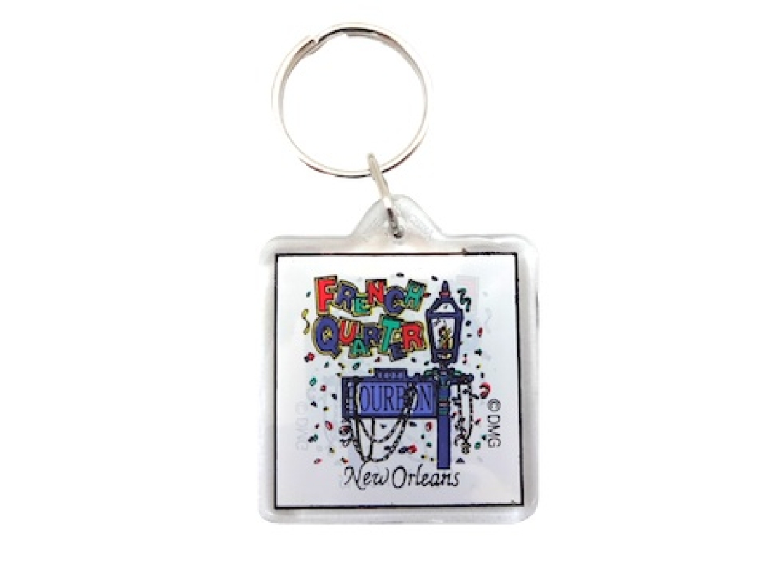 Lamppost Square Lucite Keychain