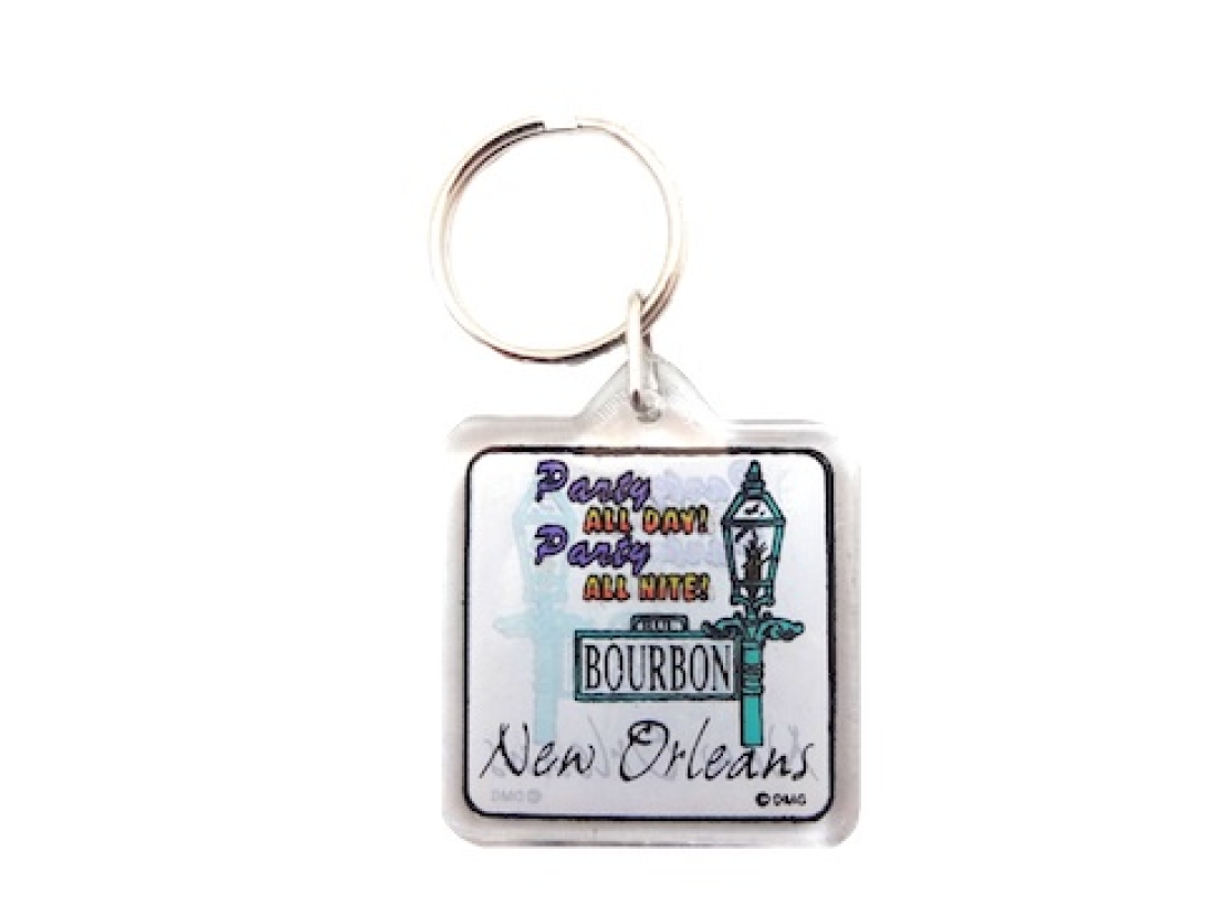 Party Square Lucite Keychain