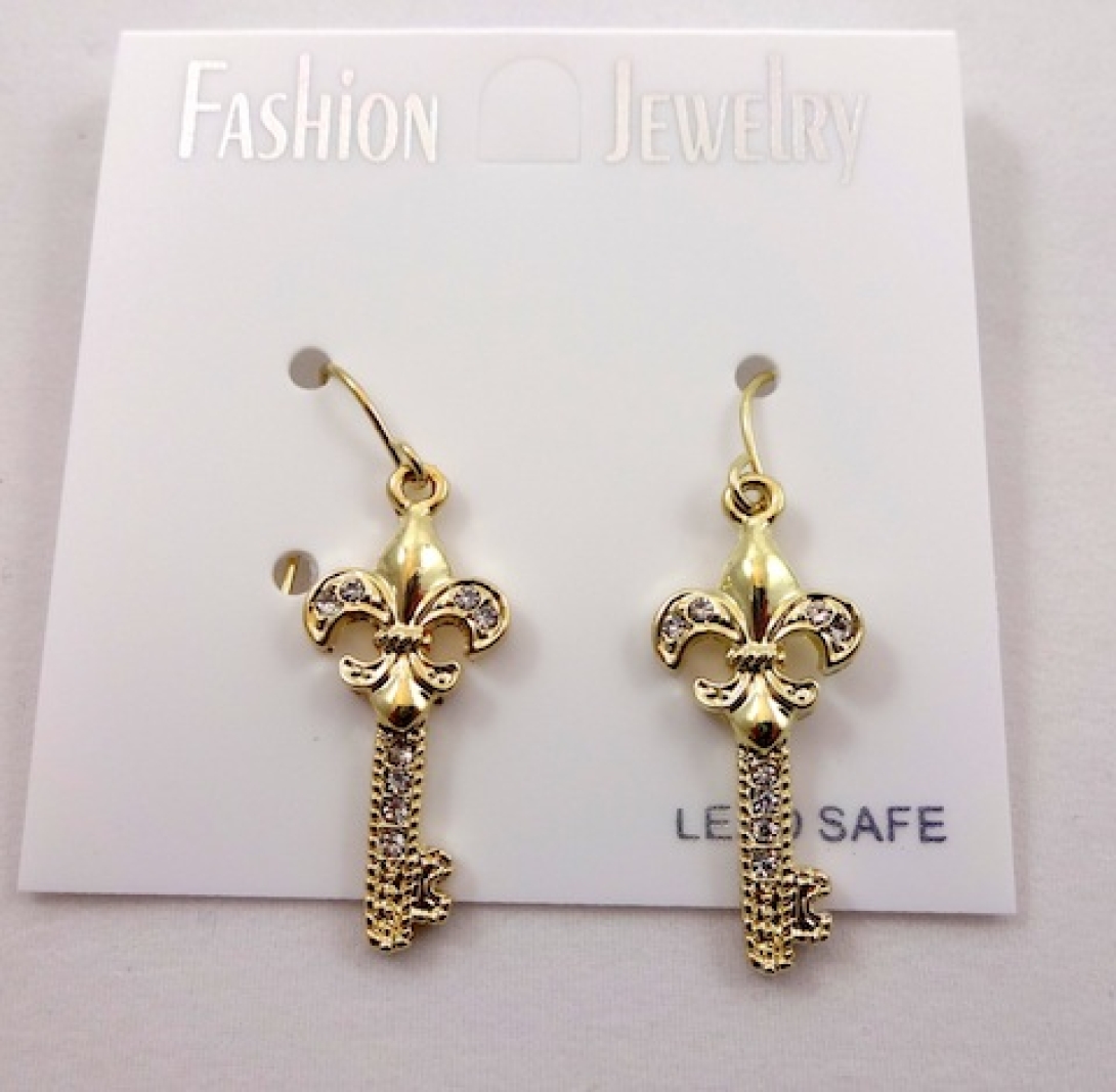 EFHKG - Gold FDL/Key Earrings