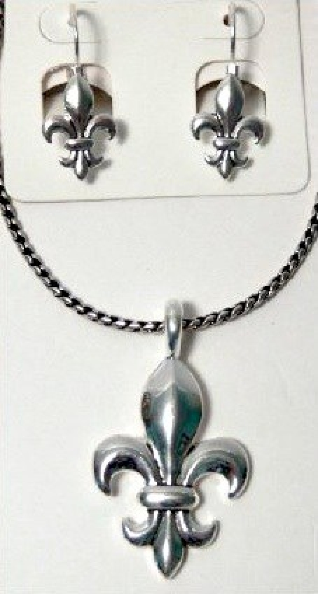 Silver FDL Necklace-Earring Set