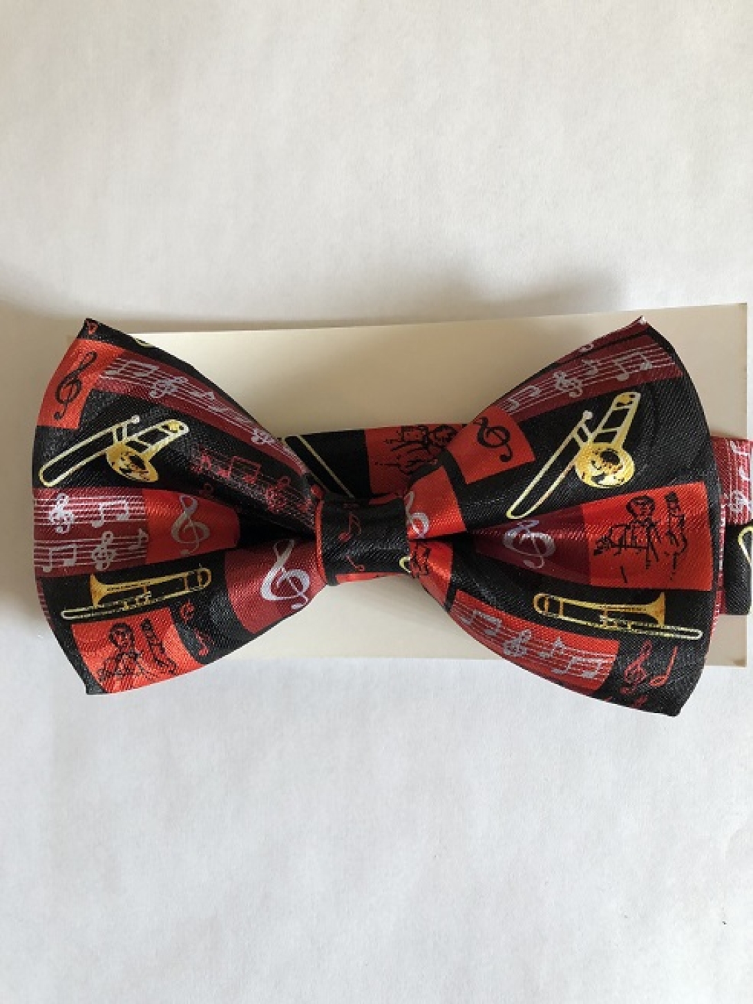 BT1769tie - Red Black Trombone Bowtie