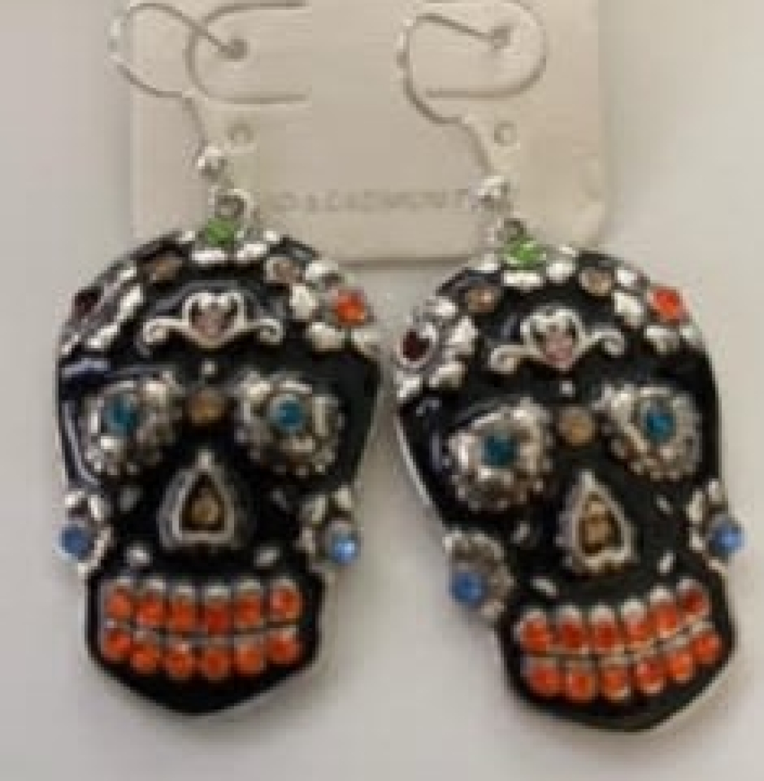 EFSSB - Black Sugar Skull Earrings 