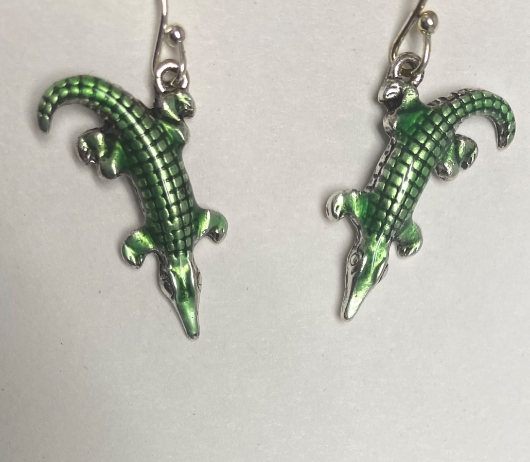 EFAS2 - Green Alligator FH Earring - Facing Down