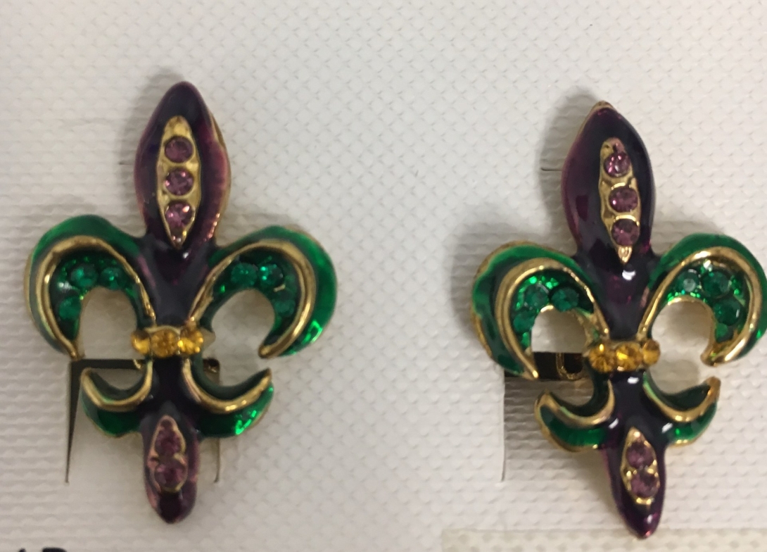 CLIP-ON Earrings - FDL Purple, Green and Gold