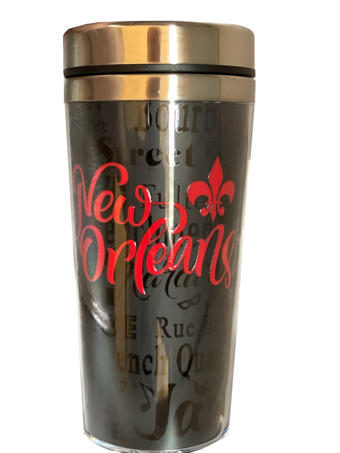 Red on Black Travel Mug