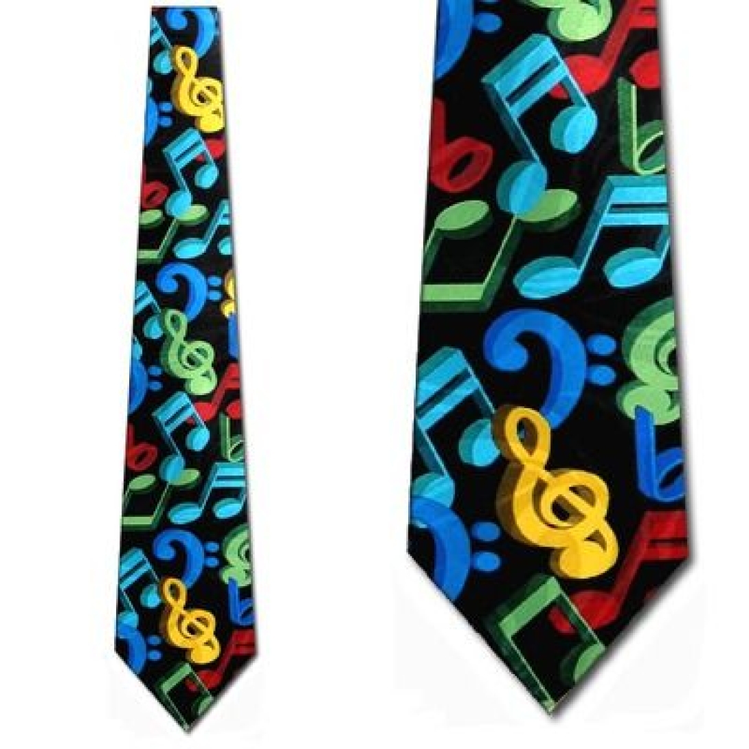 Musical Notes Jumble on Black Tie