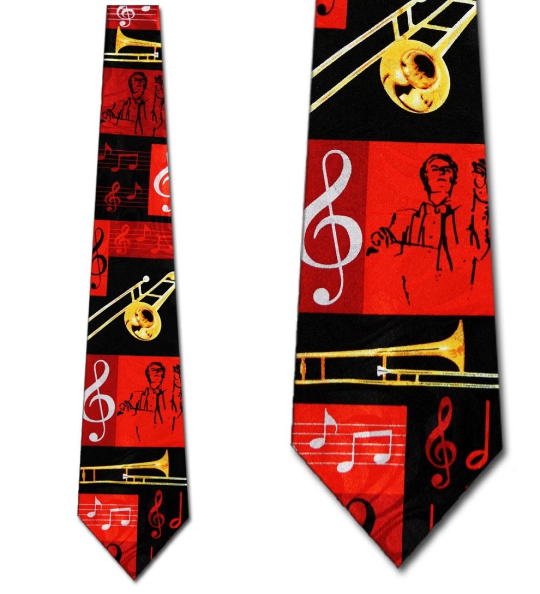 1769TIE - Red Trombone Collage Tie