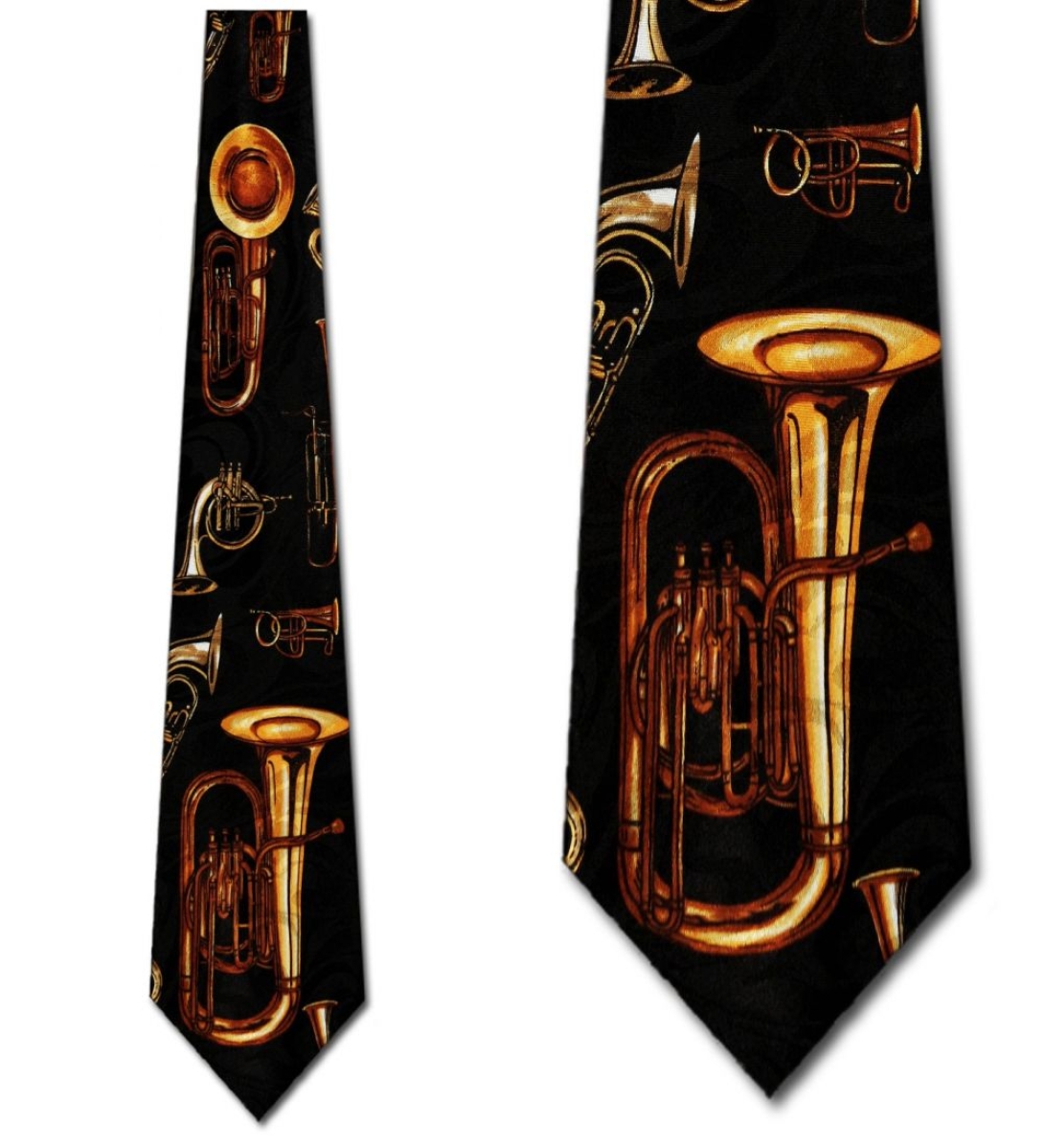 705Tie - Black Tie with Horns Scattered