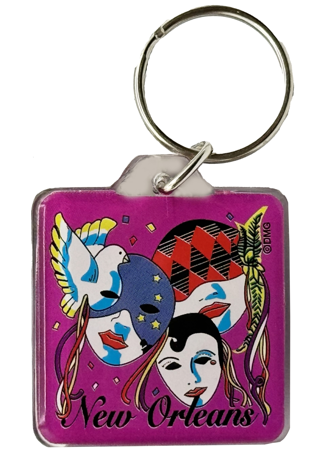 Multi-Mask Square Lucite Keychain